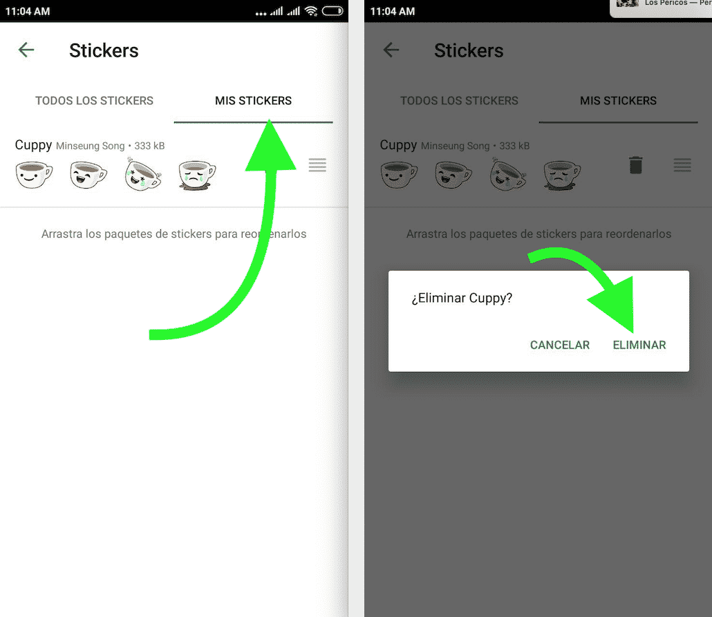 Cómo eliminar stickers de Whatsapp en Android & iPhone