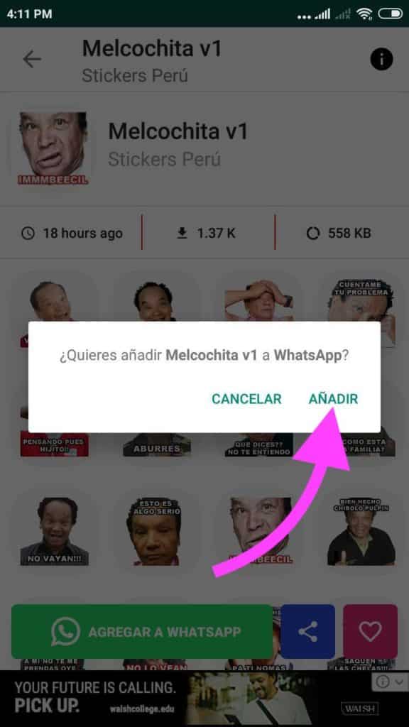 agregar stickers de famosos peruanos