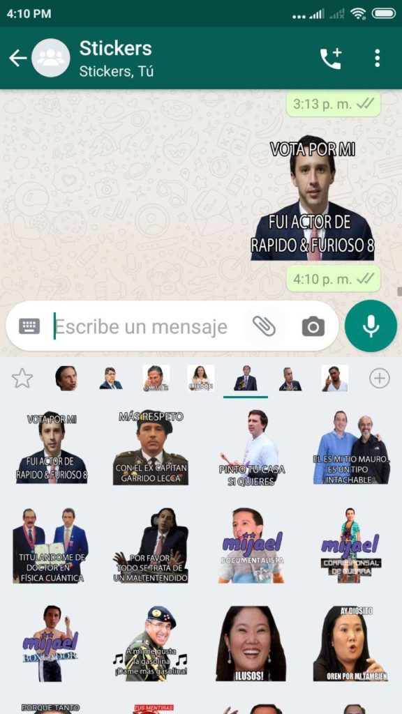 Stickers de Congresistas Peruanos Whatsapp