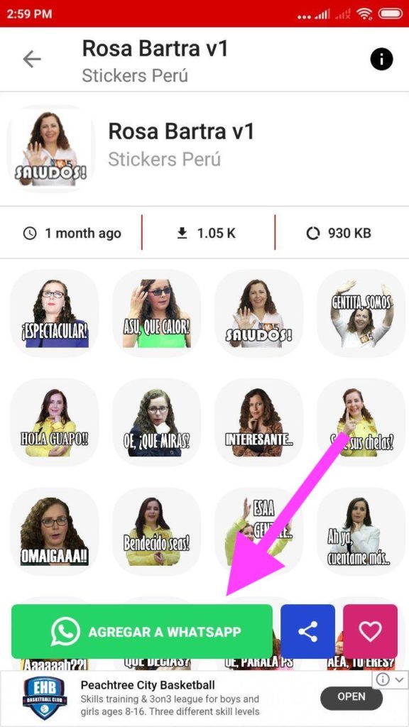 pack de stickers de Rosa Bartra whatsapp