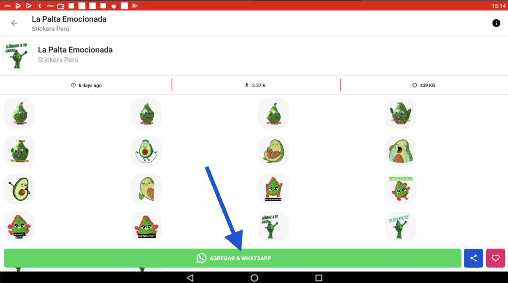 Stickers de la Palta Emocionada que vende en mercado pack